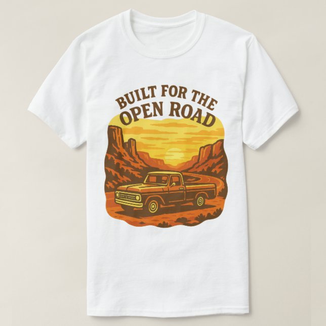 Built for the Open Road Retro Truck Art T-Shirt (Design Front)
