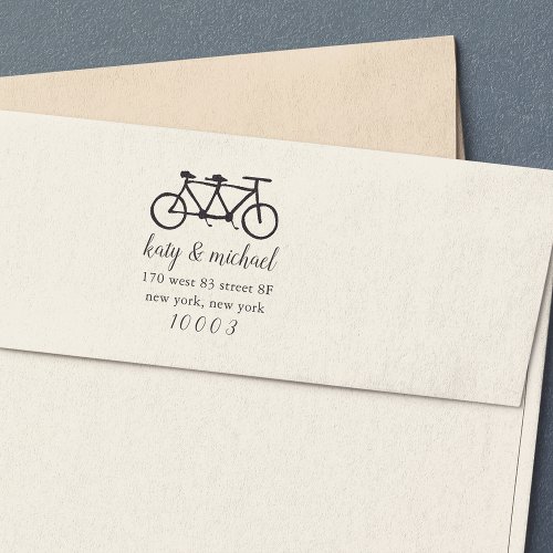 Built For Two  Tandem Bicycle Return Address Self_inking Stamp