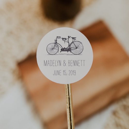 Built for Two  Vintage Tandem Bicycle Wedding Classic Round Sticker