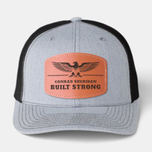 Built Strong Personalized Eagle Leather Patch Hat