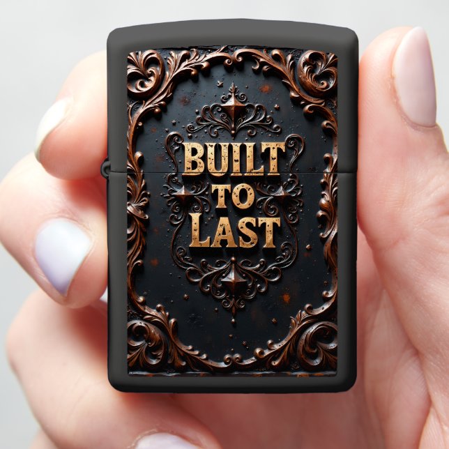 Built To Last Embossed Stars Frame Zippo Lighter (In Hand)