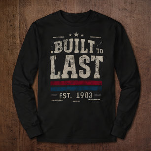 Built to Last Vintage 1983 Distressed Typography R T-Shirt