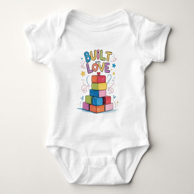 Built with Love Toy Blocks Baby Outfit Baby Bodysuit (Front)