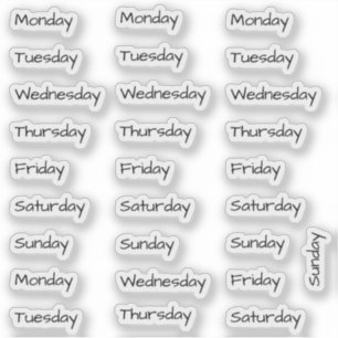 BuJo day stickers small - 4 weeks - transparent