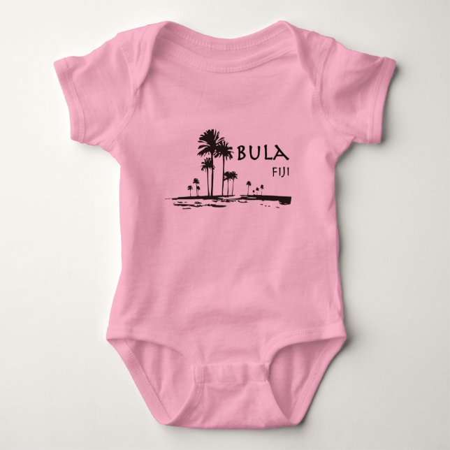 Bula Fiji Palm Tree Graphic Baby Bodysuit (Front)