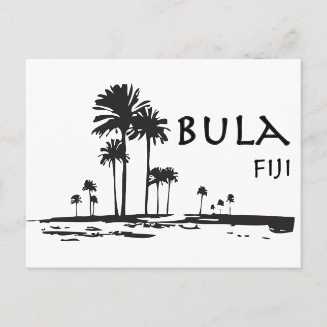 Bula Fiji Palm Tree Graphic Postcard (Front)