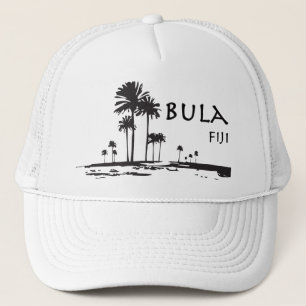 Bula Fiji Palm Tree Graphic Trucker Hat