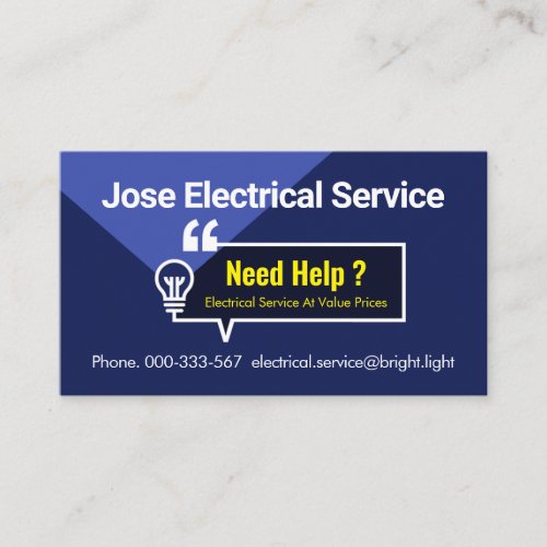 Bulb Bubble Speech Electrician Business Card