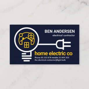 Bulb Plug Electrical Wiring Electrician Business Card
