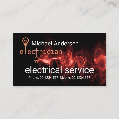 Bulb Plug Electrician Signage Red Power Business Card