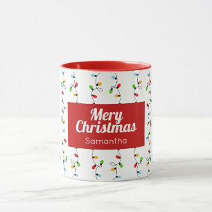 Bulbs Red Simple Christmas Lights Mug