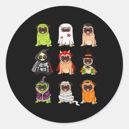 Buldlog Happy Halloween Pug Dogs Lover Gifts  Classic Round Sticker