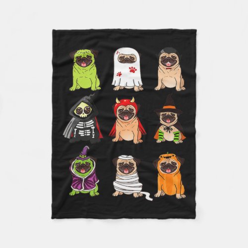 Buldlog Happy Halloween Pug Dogs Lover Gifts  Fleece Blanket