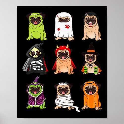 Buldlog Happy Halloween Pug Dogs Lover Gifts  Poster