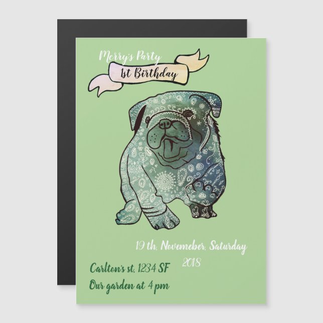 Buldog Puppy Birthday Invitation French Bulldog (Front/Back)