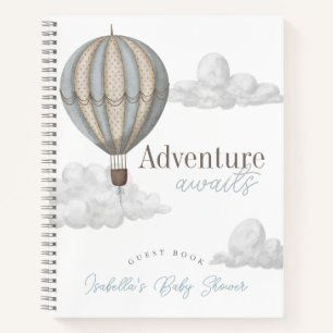 Bule Hot Air Balloon Baby Shower Guest Book