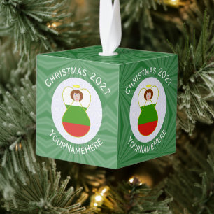 Bulgaria Angel Flag Christmas Cube Ornament