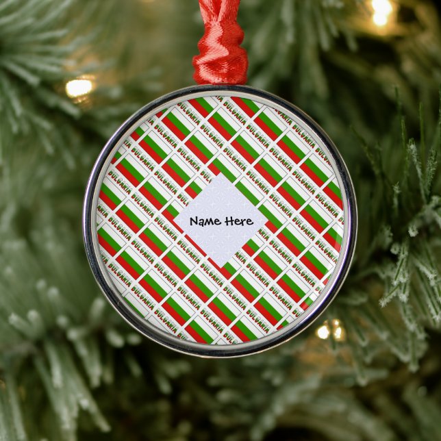 Bulgaria Bulgarian Flag Tiled Black Personalizatio Metal Ornament (Tree)
