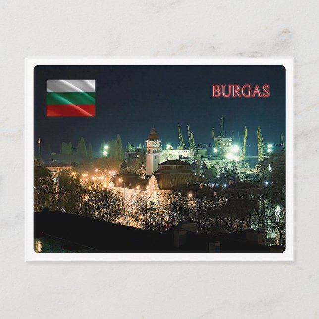Bulgaria - Burgas by Night - Postcard (Front)