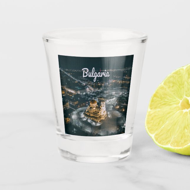Bulgaria Capital Sofia Alexander Nevsky Cathedral Shot Glass (Front)