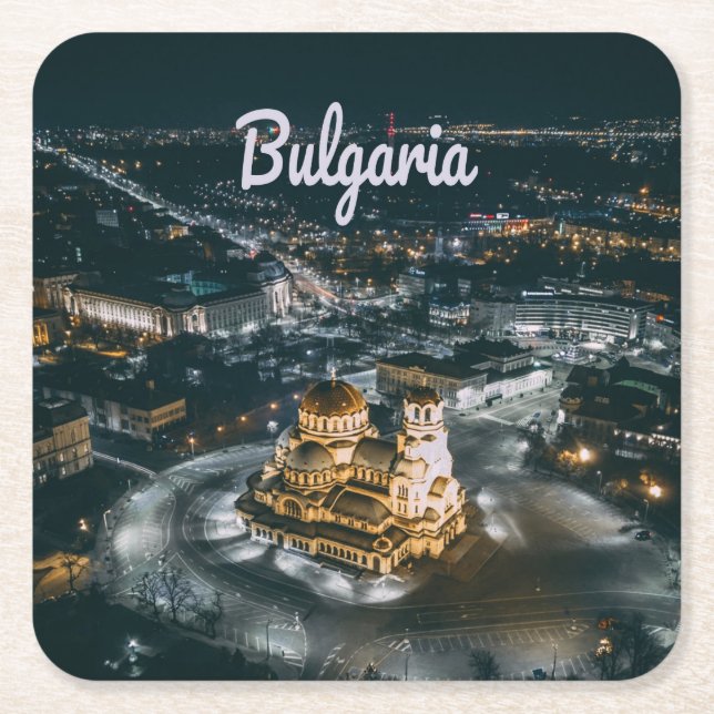 Bulgaria Capital Sofia Alexander Nevsky Cathedral Square Paper Coaster (Front)