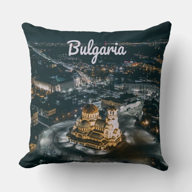 Bulgaria Capital Sofia Alexander Nevsky Cathedral Throw Pillow (Front)