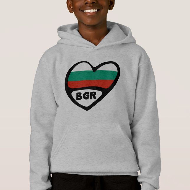 Bulgaria Country Code Flag Heart, BGR Hoodie (Front)