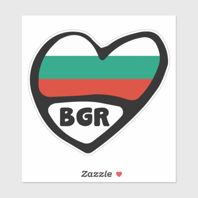 Bulgaria Country Code Flag Heart, BGR Sticker (Sheet)