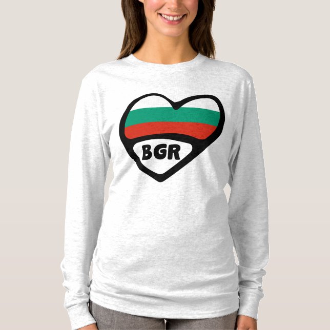 Bulgaria Country Code Flag Heart, BGR T-Shirt (Front)