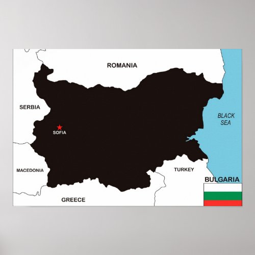 bulgaria country map flag poster