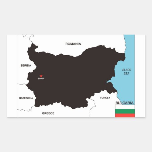 bulgaria country map flag rectangular sticker