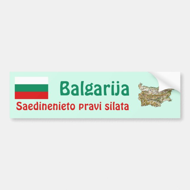 Bulgaria Flag and Map Bumper Sticker (Front)