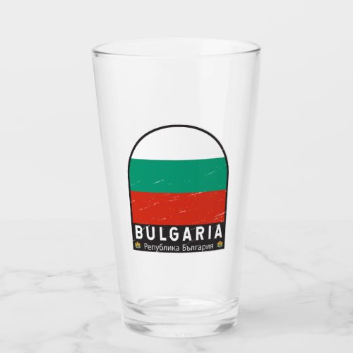 Bulgaria Flag Emblem Distressed Vintage Glass