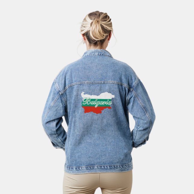 Bulgaria flag map ,back side denim jacket (Model)