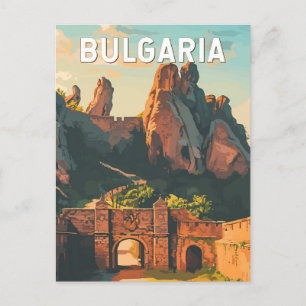 Bulgaria Illustration Travel Art Vintage Postcard