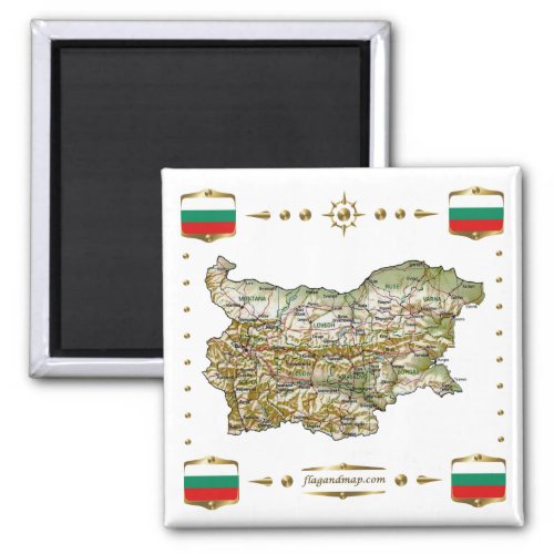 Bulgaria Map  Flags Magnet