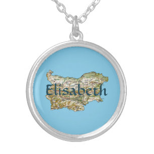 Bulgaria Map + Name Necklace