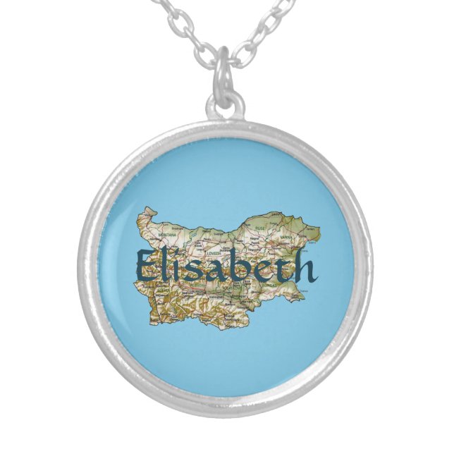Bulgaria Map + Name Necklace (Front)