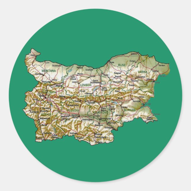 Bulgaria Map Sticker (Front)