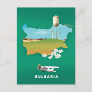 Bulgaria map travel print postcard