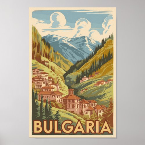 Bulgaria Painterly Illustration Travel Art Vintage