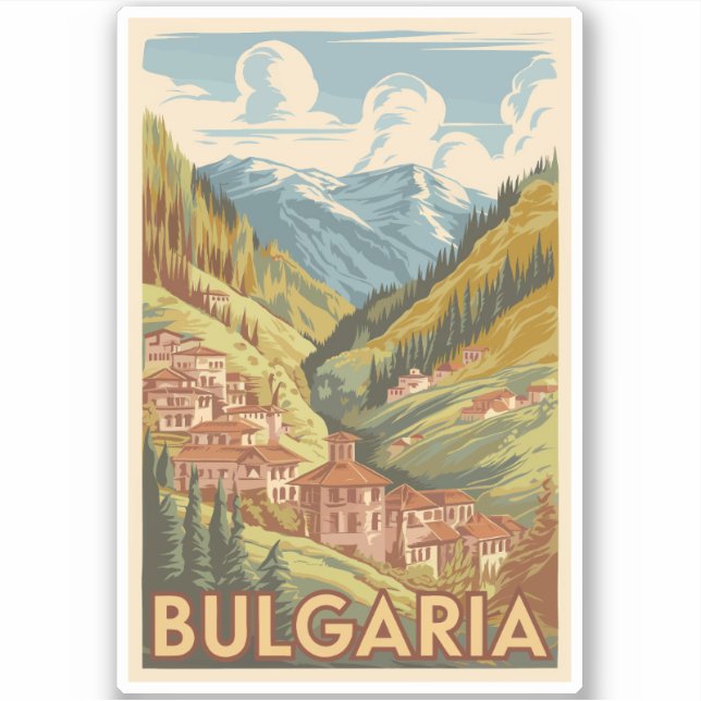 Bulgaria Painterly Illustration Travel Art Vintage Sticker (Front)