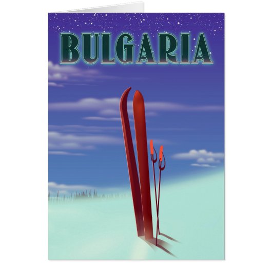 Bulgaria ski travel poster cards (Front)