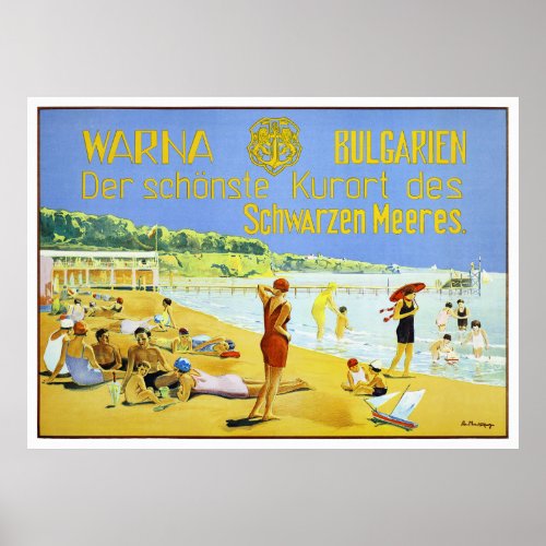 Bulgaria Warna Vintage Travel Poster Restored