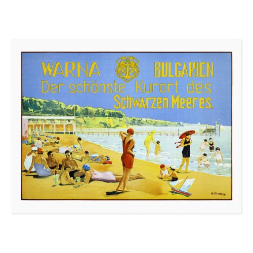 Bulgaria Warna Vintage Travel Poster Restored Postcard