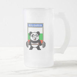 Bulgaria Weightlifting Panda Frosted Glass Beer Mug