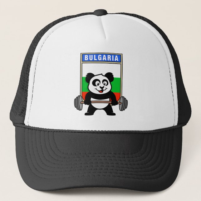 Bulgaria Weightlifting Panda Trucker Hat (Front)