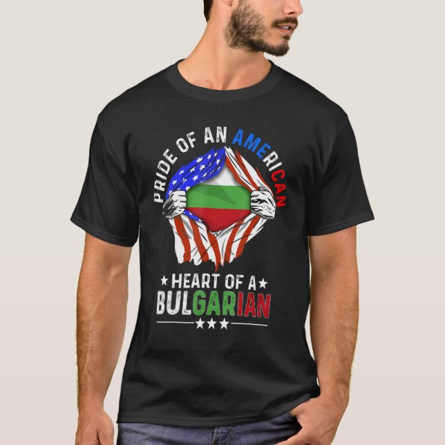 Bulgarian American America Pride Foreign Bulgaria  T-Shirt (Front)
