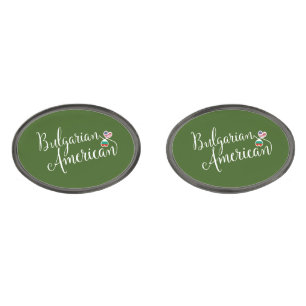 Bulgarian American Flag Heart, Bulgaria Cufflinks