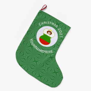 Bulgarian Angel Christmas Flag Personalized Large Christmas Stocking